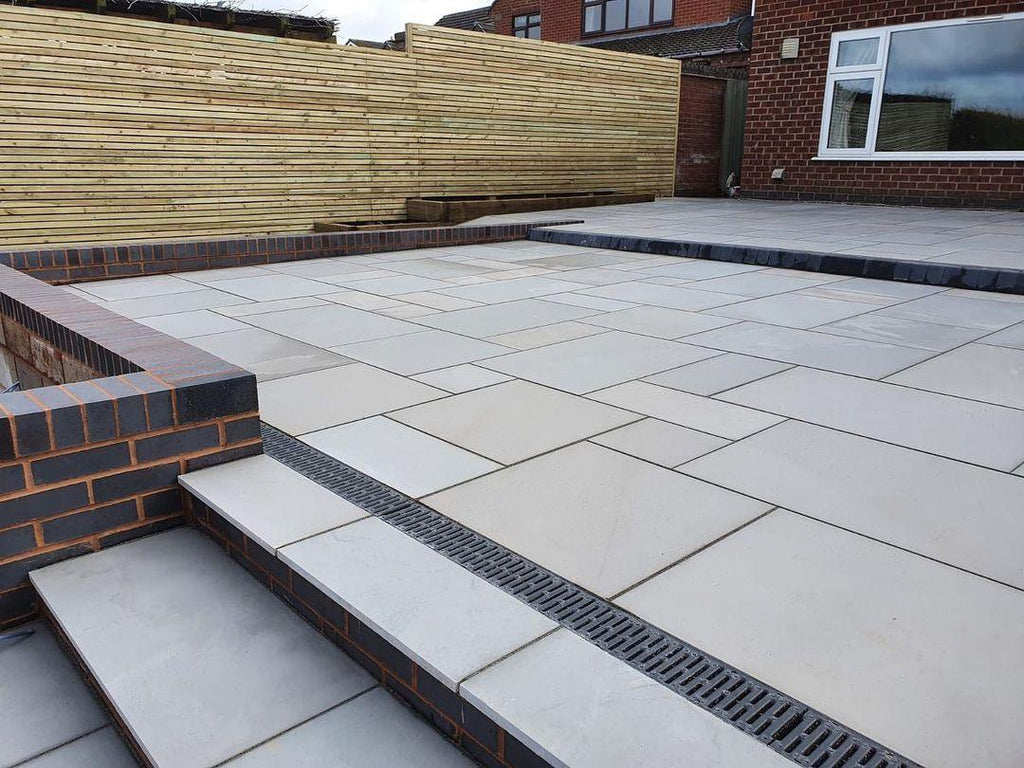 Kandla Grey Smooth Indian Sandstone Paving Slabs | Sawn & Honed - Patio ...