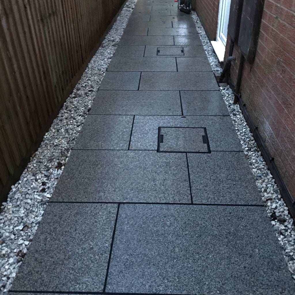 Graphite Black Granite Paving Slabs Flamed 900x600 20mm