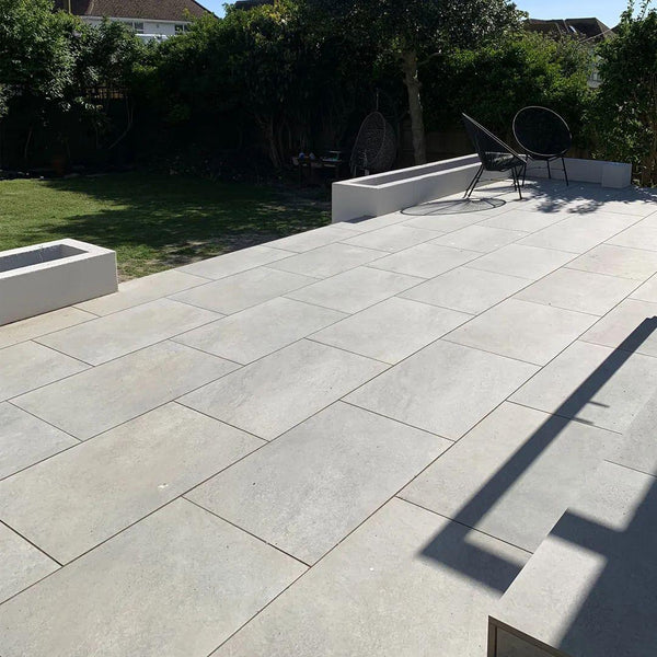 Hammerstone Grey Outdoor Porcelain Paving Tiles - 900x600 - 20mm