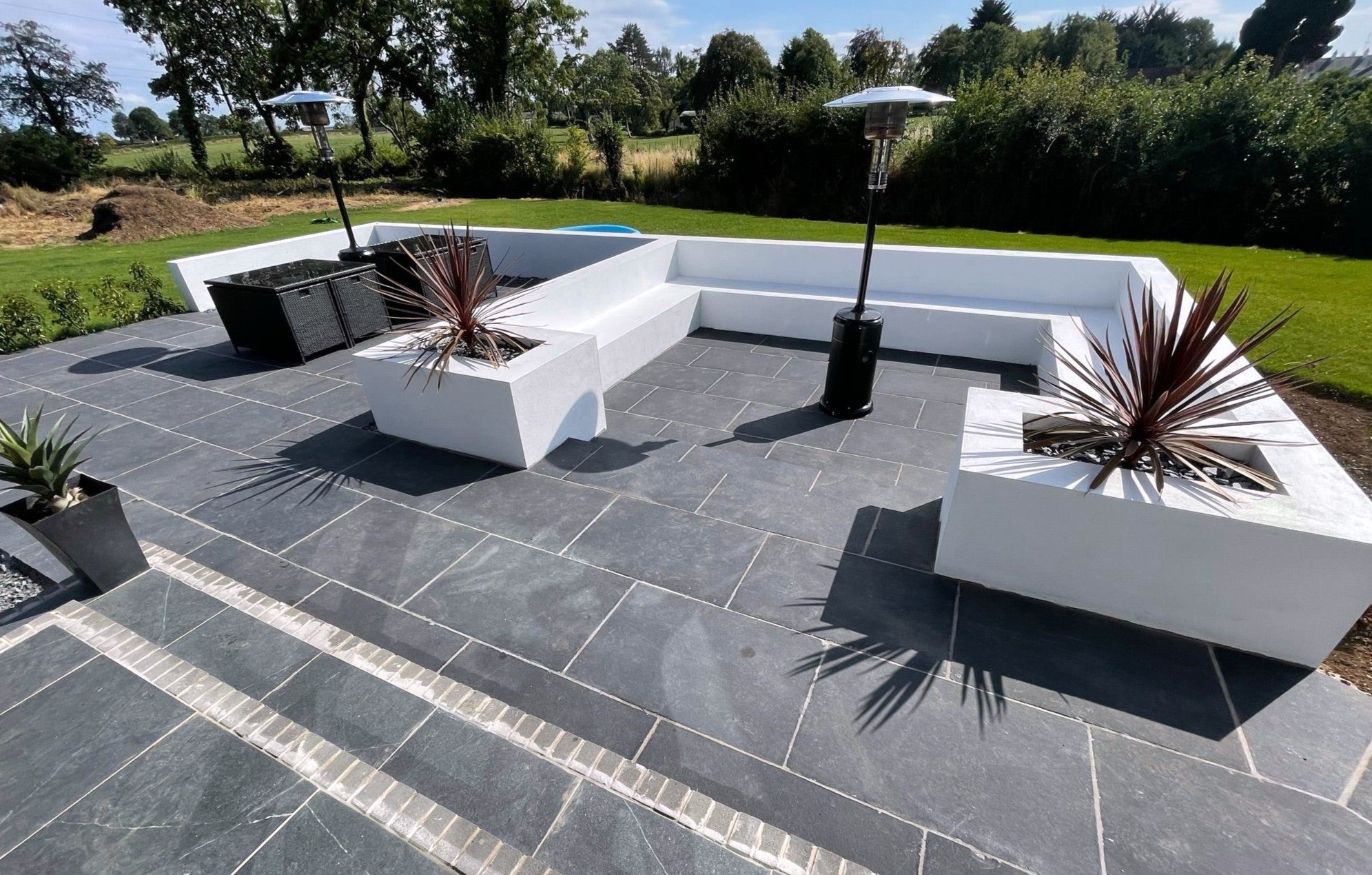 Kadapa Black Indian Limestone Paving Slabs - Riven - Sawn Edge - 900x600 - 22mm